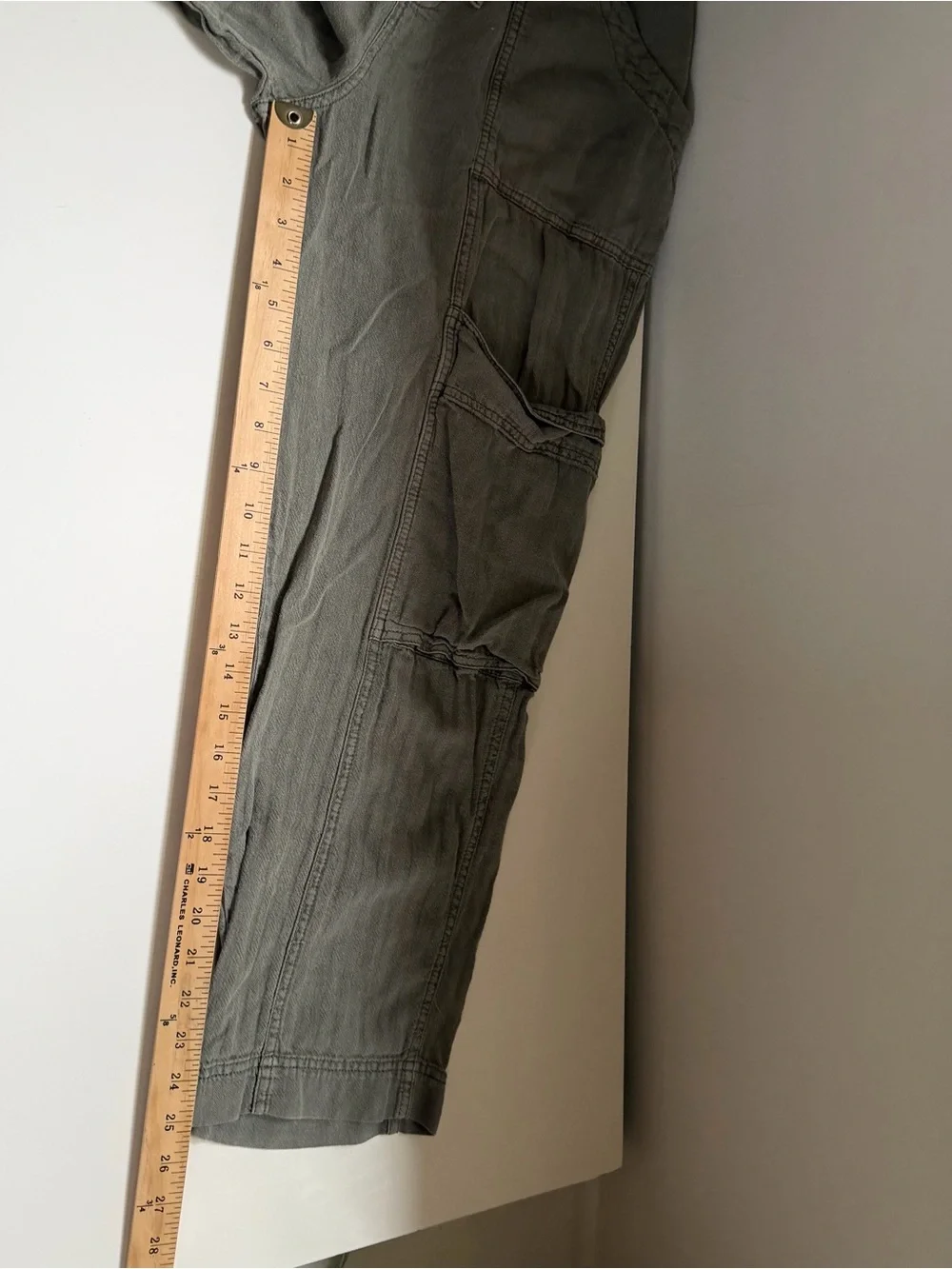 Free People Pants Feelin Good Utility Pull On Linen Blend Olive Green Size Larhe